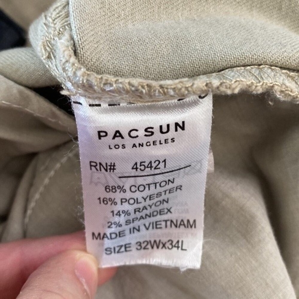 PacSun Khaki Stacked Skinny Jean Active 4-Way Stretch 5 Pocket Design Button Zip - Picture 11 of 16